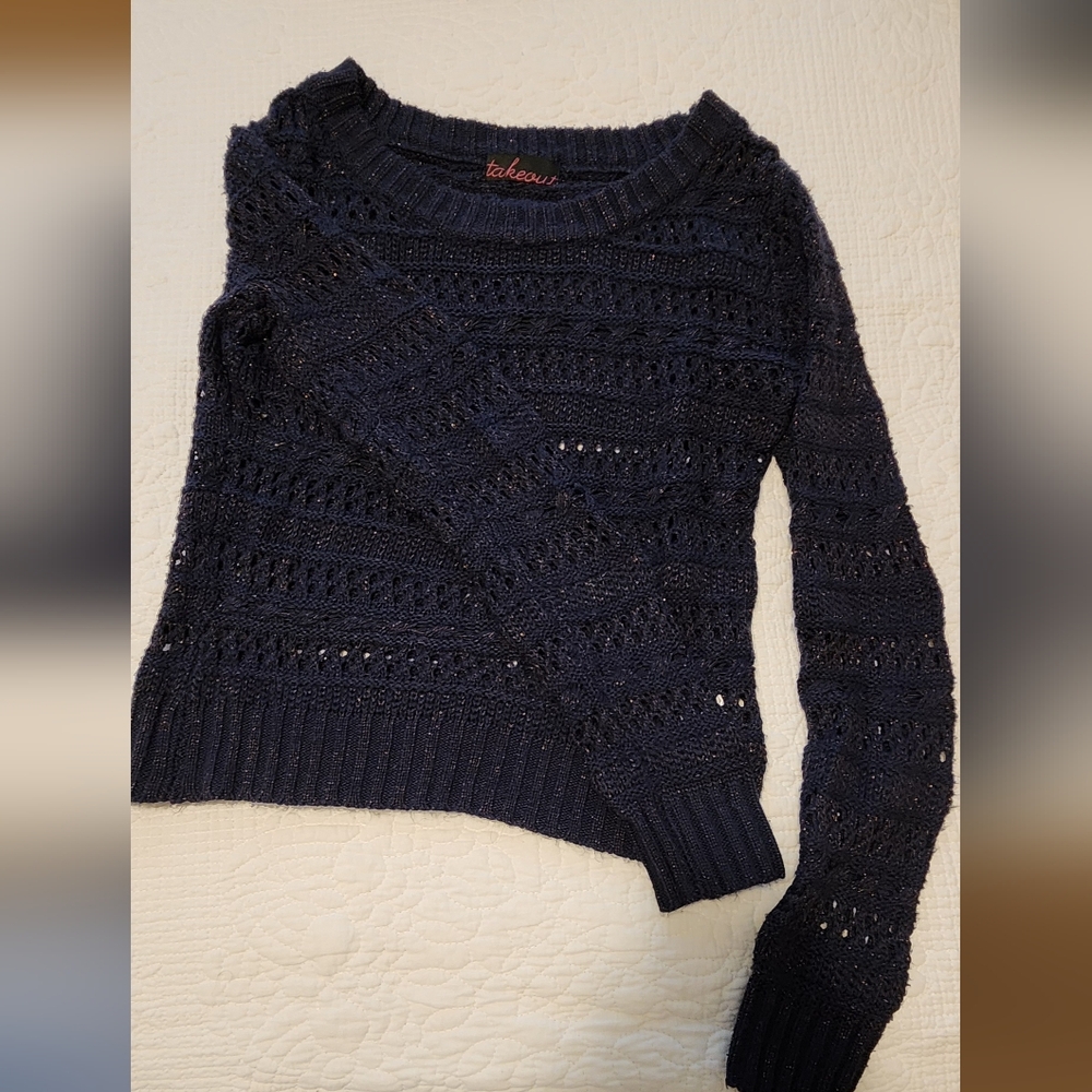 Sweater with metallic thread detail